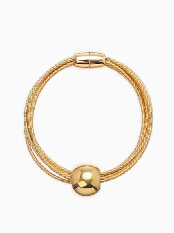 Набор 2 пред-та: колье, браслет "Бусина на нитях", цвет золото