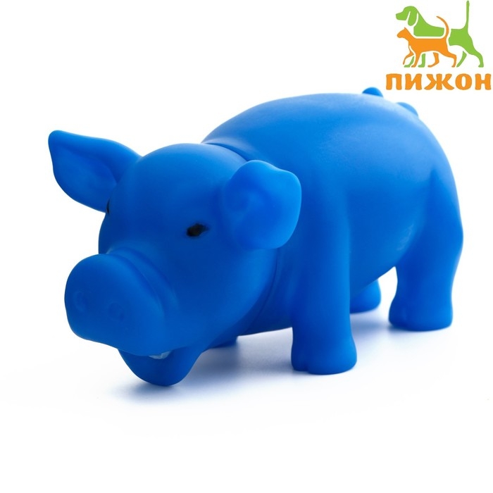 Игрушка хрюкающая Игрушка хрюкающая "Веселая свинья" для собак, 15 см, синяя