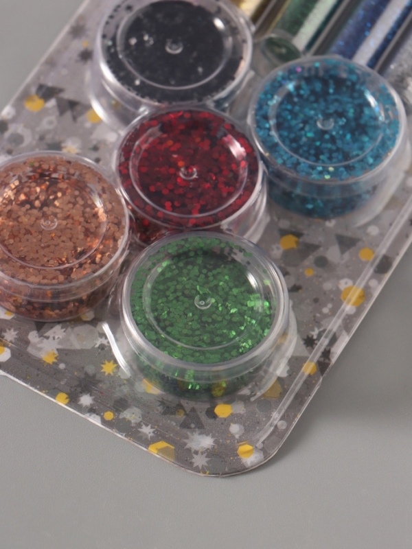 Глиттер "Пудра и точки" металлик набор 5х6 гр и 5х5 гр 21,4х9,3 см