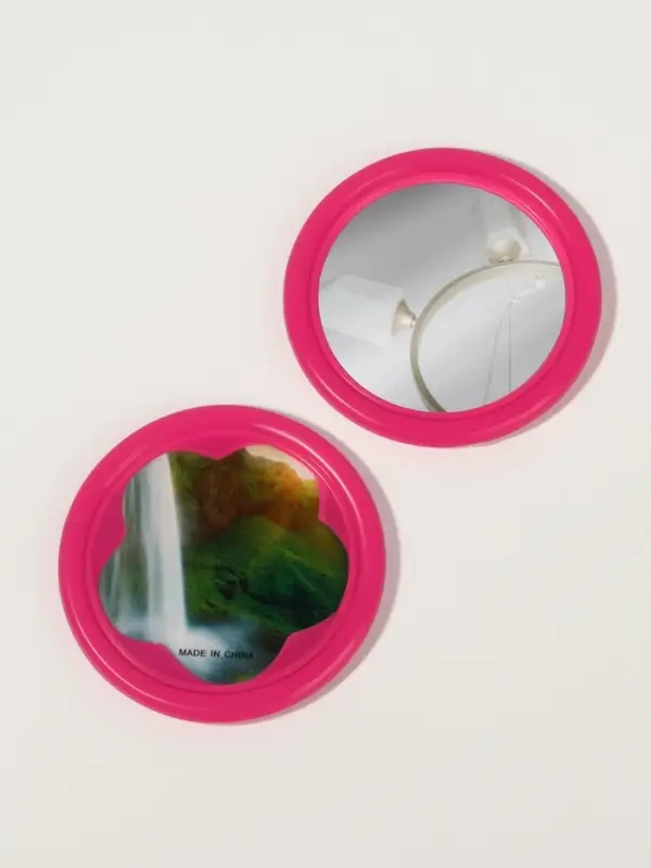 Зеркало карманное, с рамкой под фотографию, d=6.5 см, фасовка 20 шт., рисунок МИКС