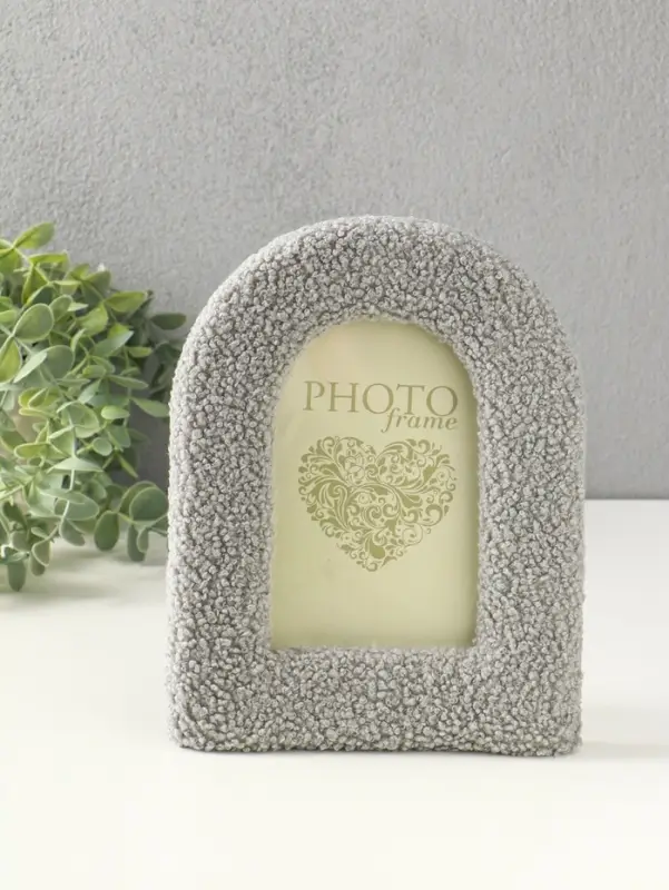 Фоторамка МДФ, иск. мех 10х15 см "Плюш. Арка" серая 21,5х16,5х2 см