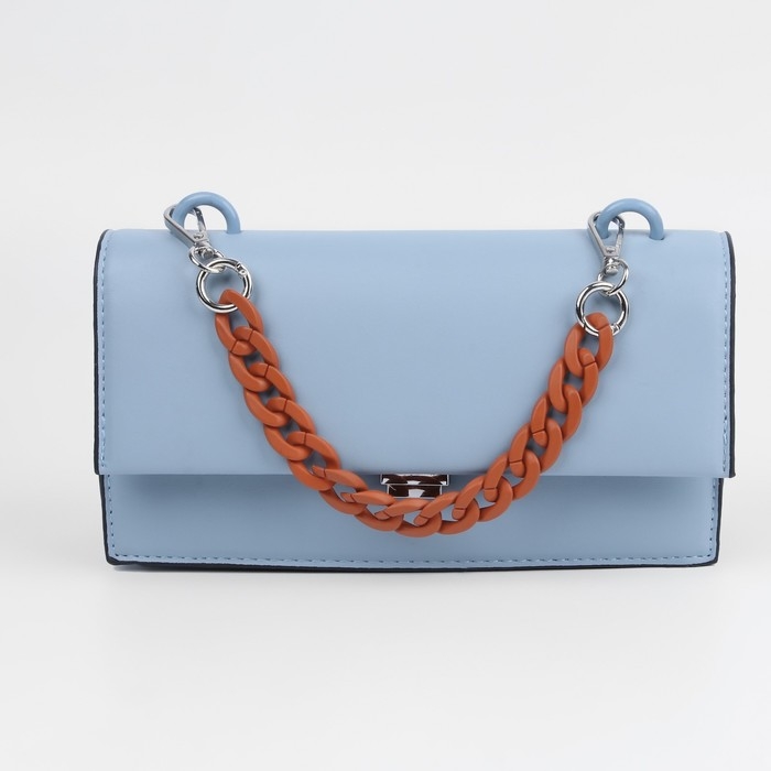 Цепочка для сумки, с карабинами, пластиковая, 23 × 17 мм, 30 см, цвет терракотовый/серебряный Цепочка для сумки, с карабинами, пластиковая, 23 × 17 мм, 30 см, цвет терракотовый/серебряный