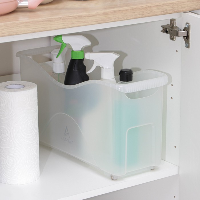 Контейнер для хранения хозяйственный на колёсиках, 10 л, 46&times;16&times;23,5 см, прозрачный