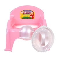 Горшок детский &laquo;Утенок&raquo; с крышкой, светло-розовый / белый 310х295х280мм