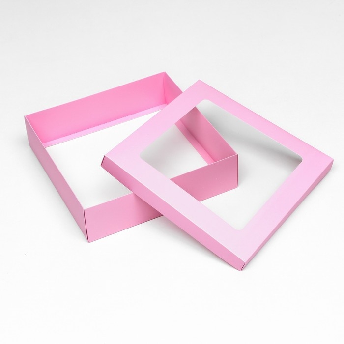 Коробка подарочная складная, упаковка, крышка-дно, розовая, с окном 30 х 30 х 8 см Коробка подарочная складная, упаковка, крышка-дно, розовая, с окном 30 х 30 х 8 см