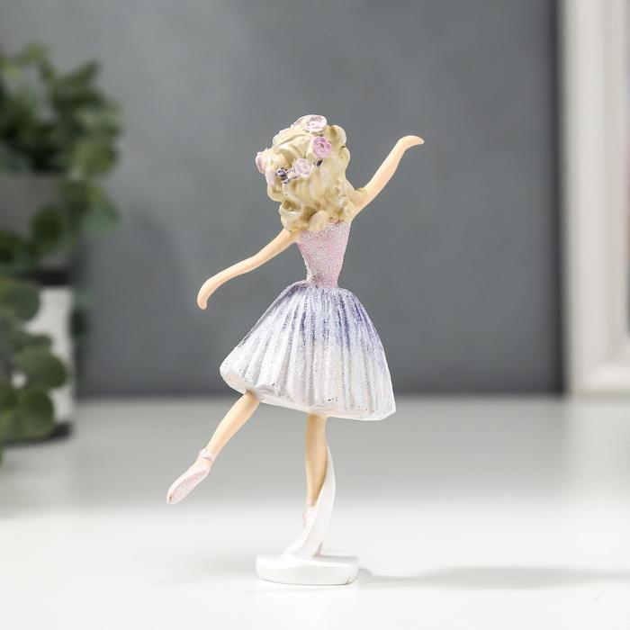 Сувенир полистоун "Балерина с кудрями, в розово-сиреневом платье" 13х3,5х6,5 см