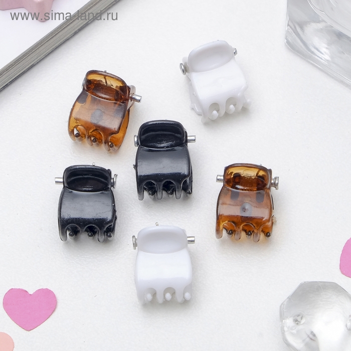 Краб для волос Краб для волос "Мини" (набор 100 шт) простой, 1 см, микс