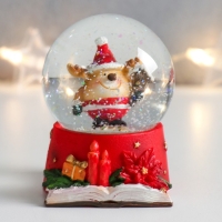 Сувенир полистоун водяной шар "Олень-пухляш со скворечником" 6,5х6,5х8,5 см