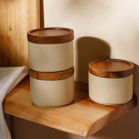 Набор банок керамических для сыпучих продуктов на подставке SL Home &laquo;Стоун форест&raquo;, 4 предмета: 3 банки 220 мл, подставка