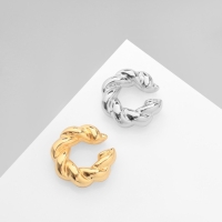 Серьги &laquo;Каффы&raquo; набор 2 шт, переплетённая вибрация, цвет серебряно-золотой