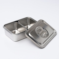 Контейнер для еды из нержавеющей стали 2 секции, 23&times;15,5&times;7, с крышкой