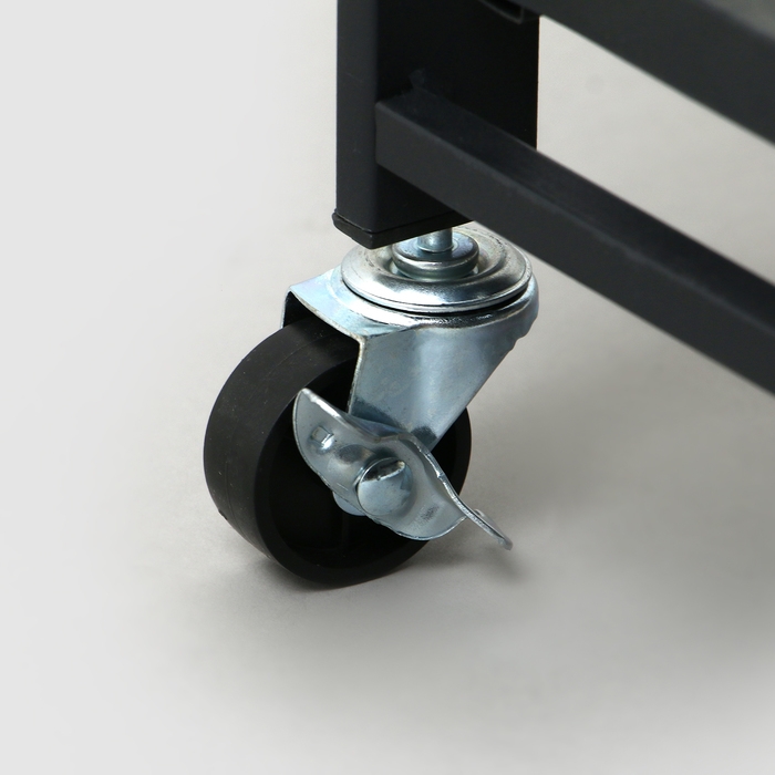 Стеллаж складной на колесах, 2 полки, 71,5&times;34&times;55, цвет чёрный матовый