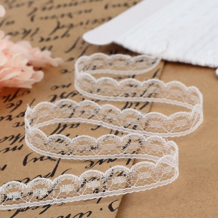Кружево капроновое, 13 мм &times; 10 &plusmn; 1 м, цвет белый
