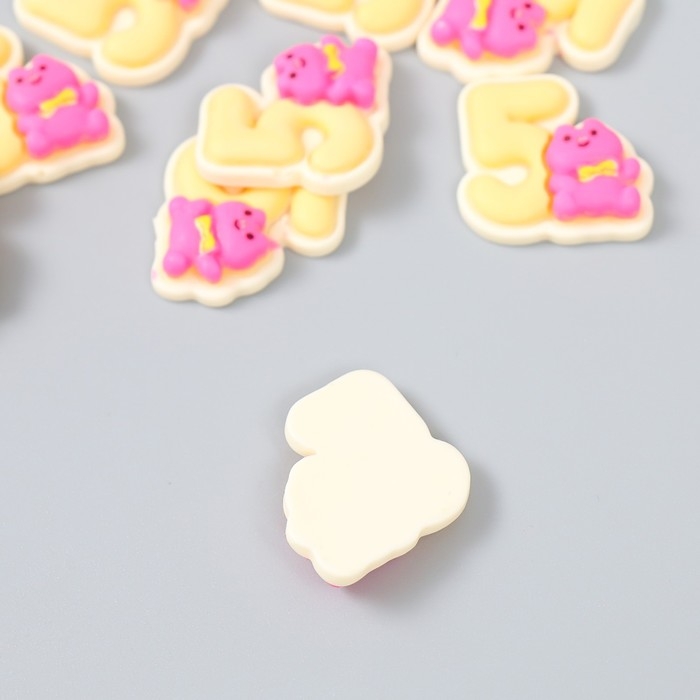 Декор для творчества "Цифра 5 со зверюшкой" набор 10 шт 1,8х1,8 см