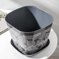 Горшок с поддоном &laquo;Листопад&raquo;, 5 л, цвет тёмно-серый