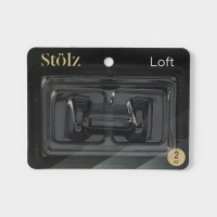 Крючки самоклеящиеся St&ouml;lz &laquo;Квадрат&raquo;, 2 шт, металл, цвет чёрный