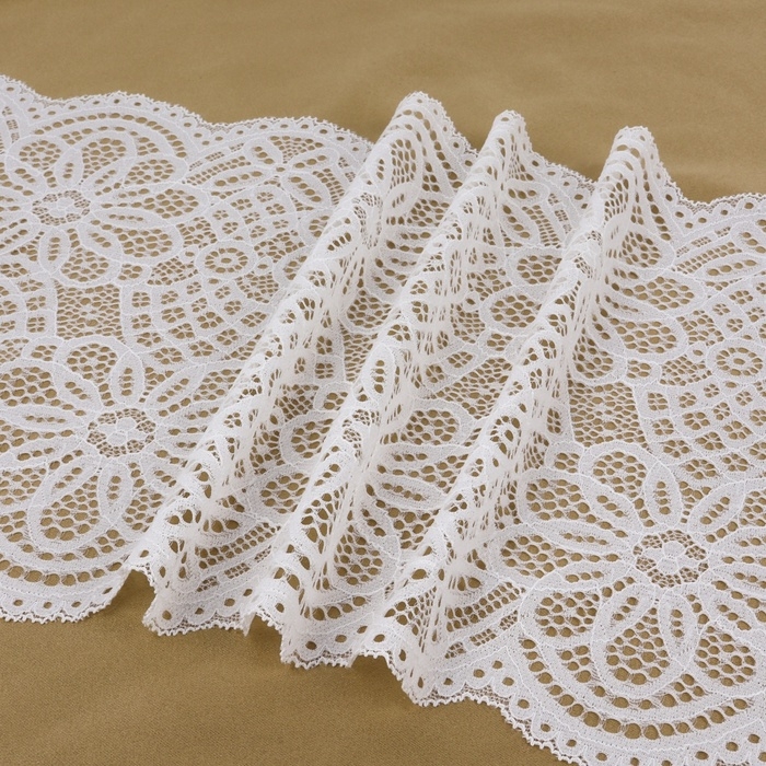 Кружевная эластичная ткань, 240 мм &times; 2,7 &plusmn; 0,5 м, цвет белый