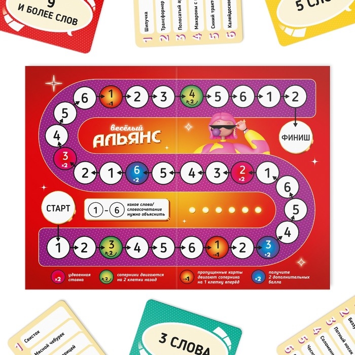 Настольная игра на объяснение слов &laquo;Весёлый альянс&raquo;, 135 карт, игровое поле, песочные часы, 6 фишек, 10+