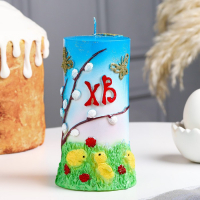 Свеча-цилиндр "Пасхальное утро", 8х13,5 см, 350 гр, микс Свеча-цилиндр "Пасхальное утро", 8х13,5 см, 350 гр, микс