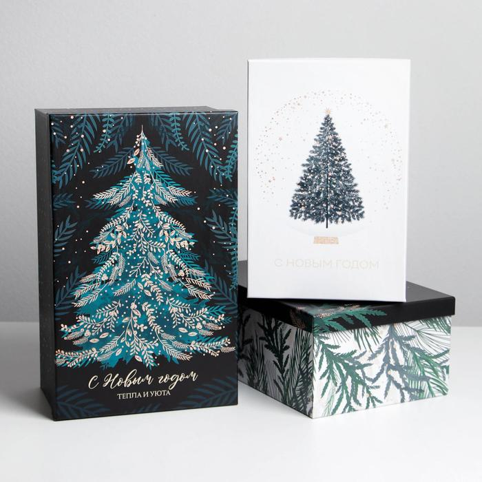 Набор подарочных коробок 3 в 1 &laquo;Ёлочки&raquo;, 26 х 17 х 10‒32.5 х 20 х 12.5 см, Новый год