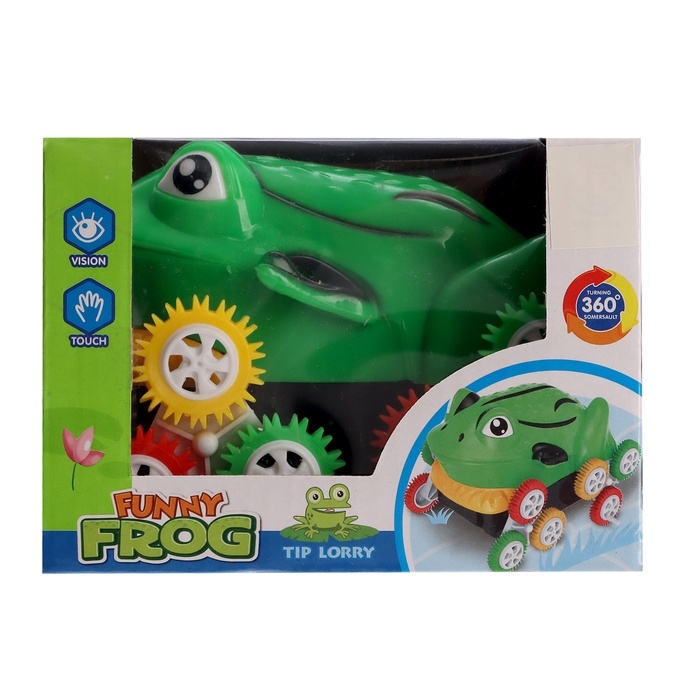 Машинка-перевёртыш &laquo;Лягушка&raquo;, работает от батареек, цвет зеленый