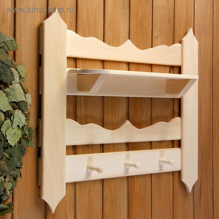 Полка вешалка резная, 3 крючка, 55×50×12 см Полка вешалка резная, 3 крючка, 55×50×12 см