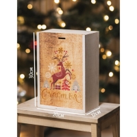 Подарочная коробка - ящик новогодний «Счастья и любви в Новом Году», деревянный 20 × 30 × 12 см Подарочная коробка - ящик новогодний «Счастья и любви в Новом Году», деревянный 20 × 30 × 12 см