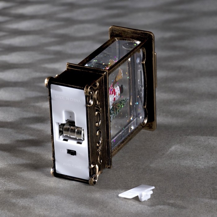 Светодиодная фигура &laquo;Фонарь со снеговиком&raquo; 7.6 &times; 13.5 &times; 3.2 см, пластик, блёстки, батарейки AG13х3 (в комплекте), свечение тёплое белое