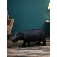 Фигура &laquo;Бегемот&raquo;, полистоун, 41 см, цвет чёрный матовый