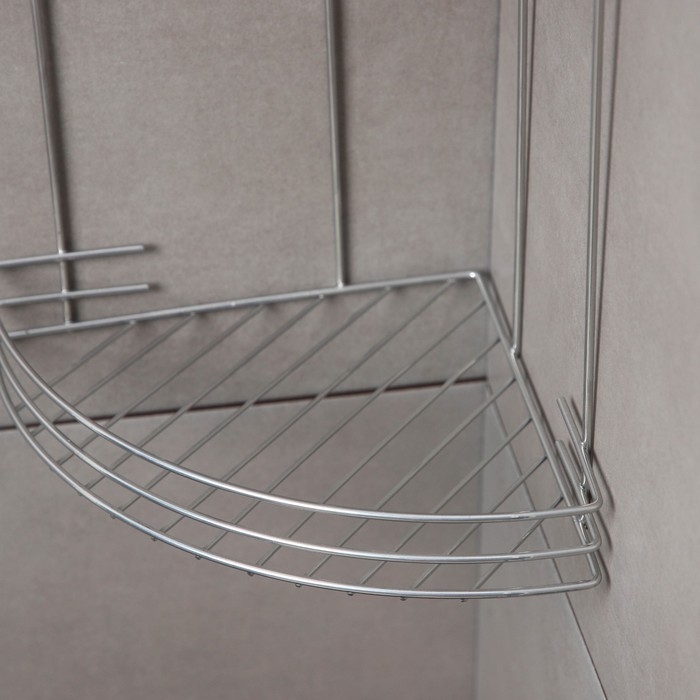 Полка для ванной угловая 2-х ярусная, 19&times;30 см, цвет хром