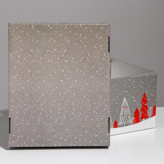 Коробка подарочная новогодняя складная &laquo;Новогоднее поздравление&raquo;, 31,2 х 25,6 х 16,1 см, Новый год