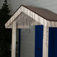 Гирлянда &laquo;Бахрома&raquo; 3 &times; 0.6 м, IP44, УМС, тёмная нить, 160 LED, свечение жёлтое, мерцание белым, 220 В