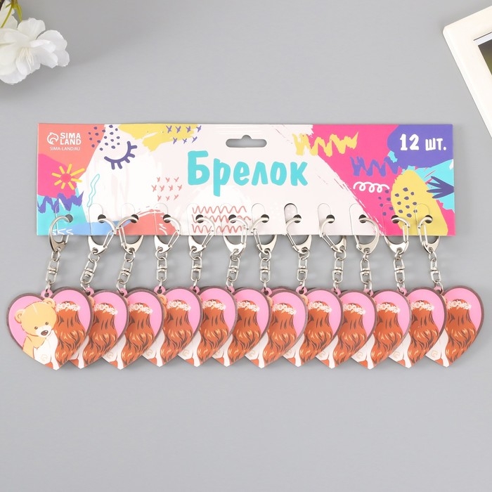 Брелок акрил Брелок акрил "Девочка в венке с большим медвежонком в руках" 5,2х4,9 см