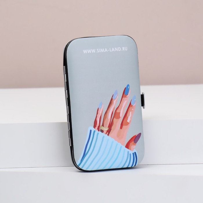 Набор маникюрный «TOUCH», 7 предметов, PVC - чехол, цвет голубой Набор маникюрный «TOUCH», 7 предметов, PVC - чехол, цвет голубой