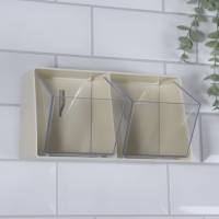 Органайзер для хранения, подвесной, 2 секции, 22,5 &times; 13,5 &times; 12 см, цвет молочный/прозрачный