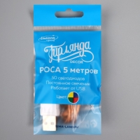 Гирлянда «Нить» 5 м роса, IP20, медная нить, 50 LED, свечение мульти, USB Гирлянда «Нить» 5 м роса, IP20, медная нить, 50 LED, свечение мульти, USB