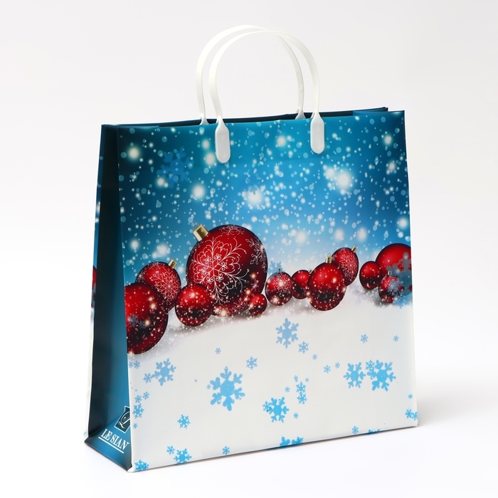 Новый год. Пакет новогодний Новый год. Пакет новогодний "Праздничная синева" мягкий пластик 30 х 30 см.