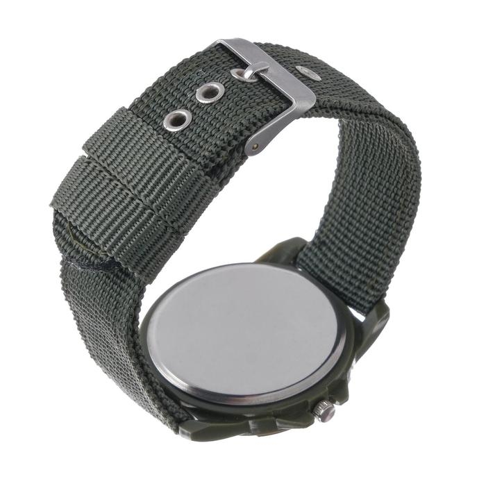 Часы наручные кварцевые мужские Genius ARMY, d-4.5 см, ремешок текстиль 23.5 см, хаки