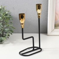 Подсвечник металл на 2 свечи "Перс" чёрный с золотом 12,7х5,8х20,5 см