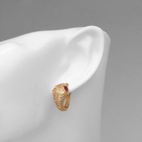 Серьги со стразами «Змея» укус, цвет белый в золоте Серьги со стразами «Змея» укус, цвет белый в золоте