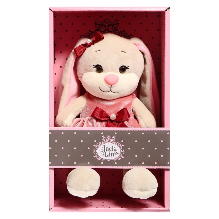 Мягкая игрушка &laquo;Зайка Лин&raquo;, в розовом бархатном платьице с бантиком, 20 см