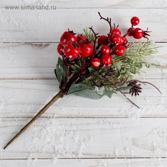 Декор Декор "Зимнее очарование" красные ягоды снежинка, 22 см