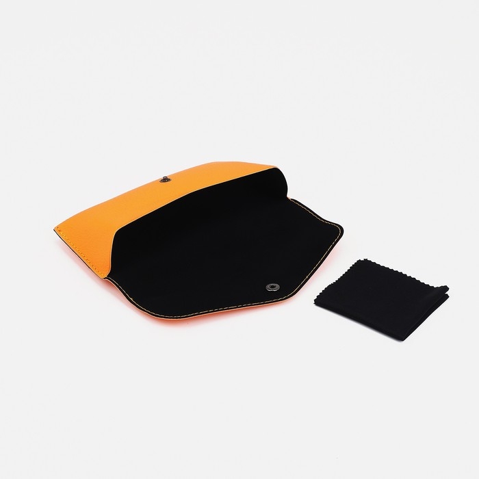 Футляр для очков на кнопке, длина 17 см, цвет оранжевый