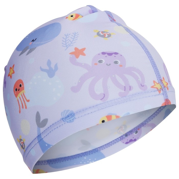Шапочка для плавания детская «На волне» «Подводный мир», тканевая, обхват 46-52 см Шапочка для плавания детская «На волне» «Подводный мир», тканевая, обхват 46-52 см