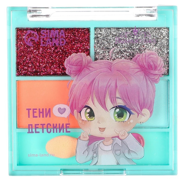 Тени для век детские, 4 цвета Тени для век детские, 4 цвета "Подружки", Сказочный патруль, МИКС