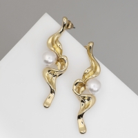 Серьги с жемчугом &laquo;Бусина&raquo; сосуд, цвет золото