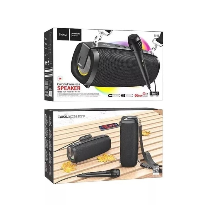 Портативная караоке система Hoco BS55, 10 Вт, ВТ 5.3, FM, AUX, 1500 мАч, чёрная