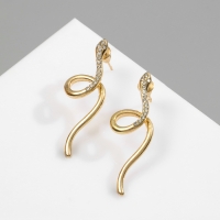 Новый год! Символ года 2025! Серьги со стразами «Змейка» спираль мини, цвет белый в золоте Новый год! Символ года 2025! Серьги со стразами «Змейка» спираль мини, цвет белый в золоте