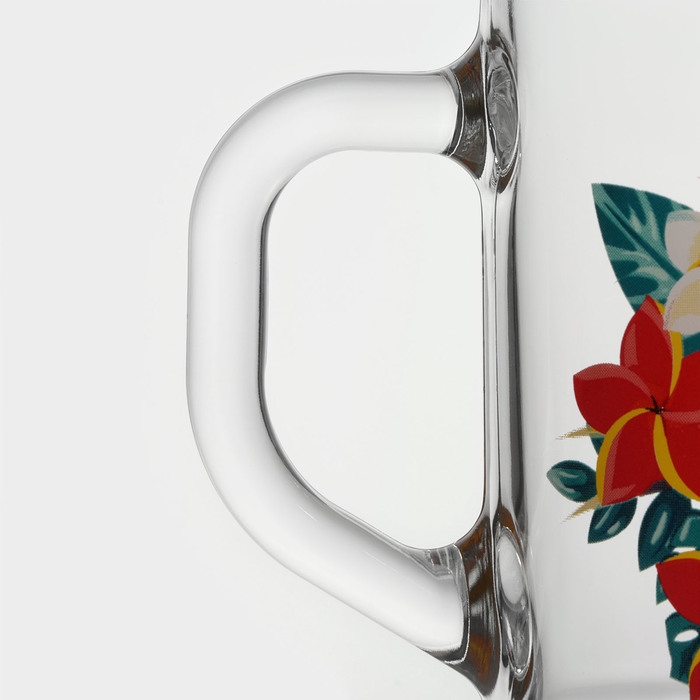 Кружка стеклянная &laquo;Тропические цветы&raquo;, 200 мл, рисунок МИКС