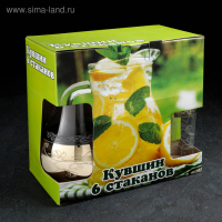 Набор питьевой &laquo;Флора&raquo;, 7 предметов: кувшин 1 л, стакан 230 мл, с гравировкой и напылением, 6 шт, микс